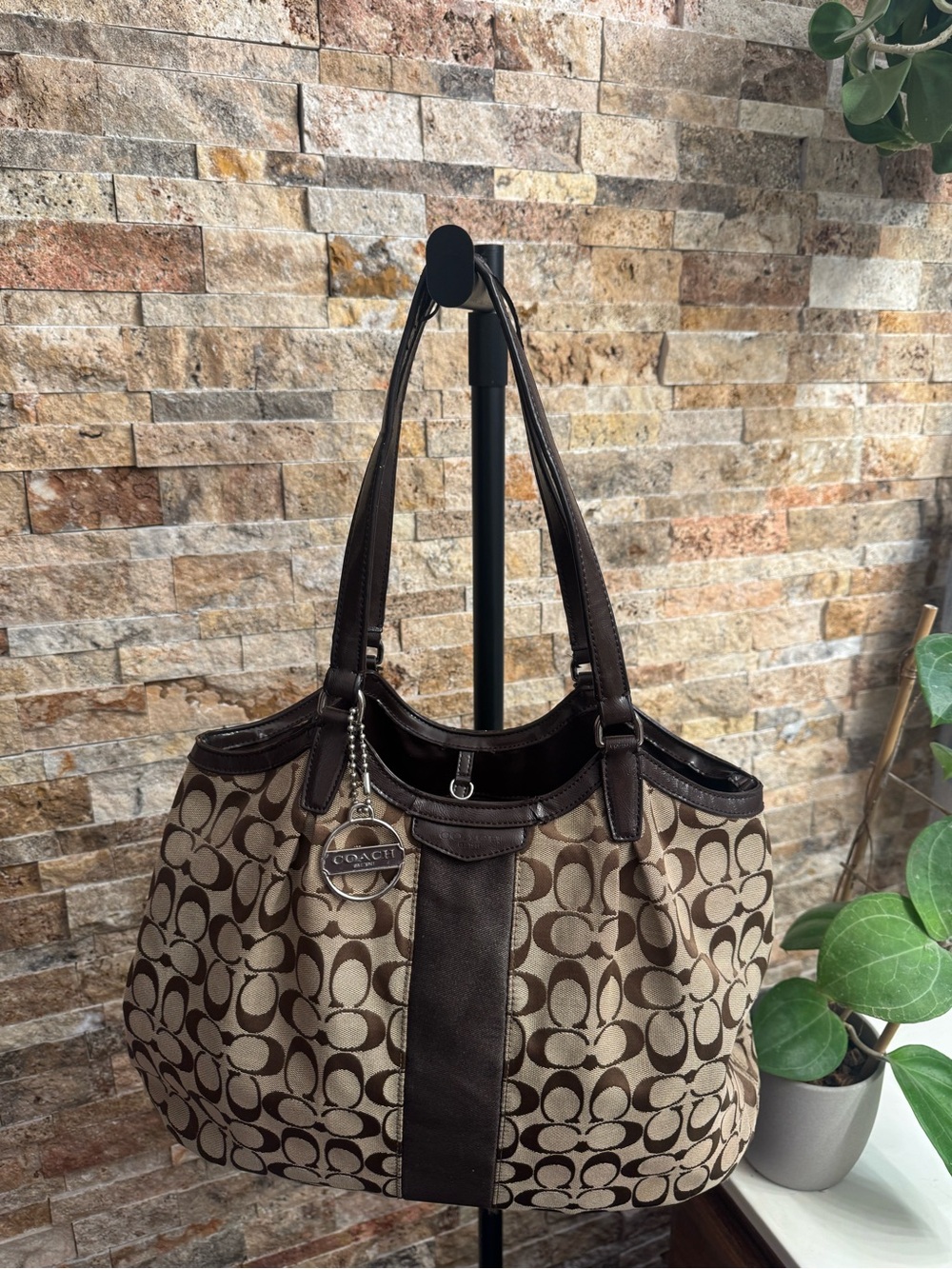 Vintage COACH F28503 Signature Jacquard Canvas DEVIN Shoulder Bag